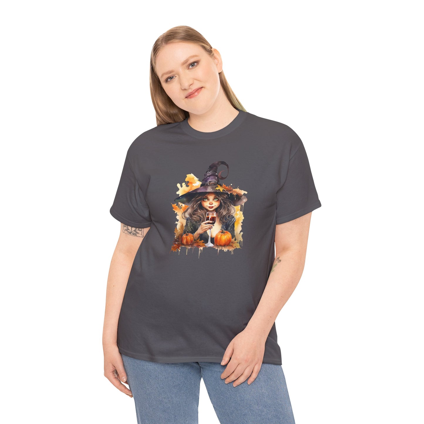 Halloween Witch with Wine Tee