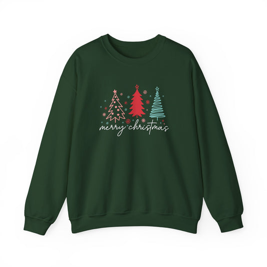 Christmas: Color Sketched Trees Sweatshirt