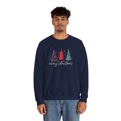 Christmas: Color Sketched Trees Sweatshirt
