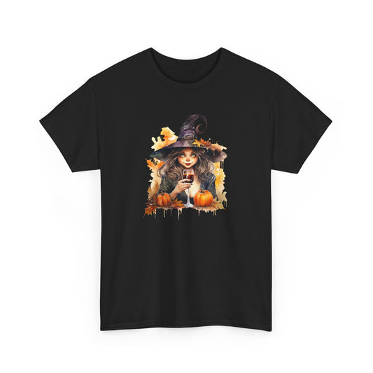 Halloween Witch with Wine Tee
