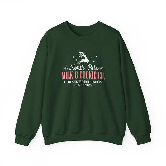 North Pole Milk & Cookies Co Reindeer Sweatshirt