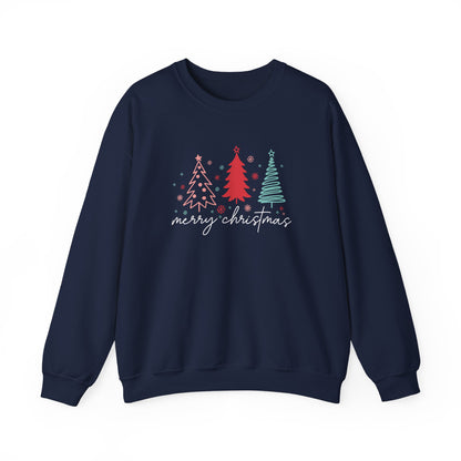 Christmas: Color Sketched Trees Sweatshirt