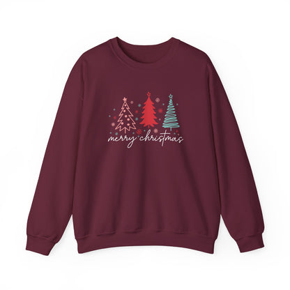 Christmas: Color Sketched Trees Sweatshirt